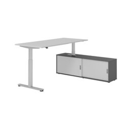 Hammerbacher Schreibtischkombination XMST19 Farbe der Tischplatte grau Farbe des Korpus graphit Farbe des Gestells silber