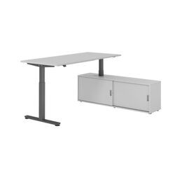 Hammerbacher Schreibtischkombination XMST19 Farbe der Tischplatte grau Farbe des Korpus grau Farbe des Gestells graphit