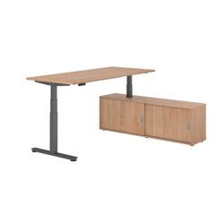 Hammerbacher Schreibtischkombination XDSM19 Farbe der Tischplatte nussbaum Farbe des Korpus nussbaum Farbe des Gestells graphit