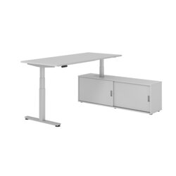 Hammerbacher Schreibtischkombination XDSM19 Farbe der Tischplatte grau Farbe des Korpus grau Farbe des Gestells silber