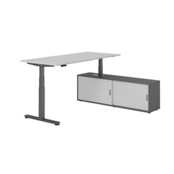 Hammerbacher Schreibtischkombination XDSM19 Farbe der Tischplatte grau Farbe des Korpus graphit Farbe des Gestells graphit