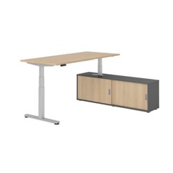 Hammerbacher Schreibtischkombination XDSM19 Farbe der Tischplatte eiche Farbe des Korpus graphit Farbe des Gestells silber