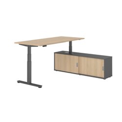 Hammerbacher Schreibtischkombination XDSM19 Farbe der Tischplatte eiche Farbe des Korpus graphit Farbe des Gestells graphit