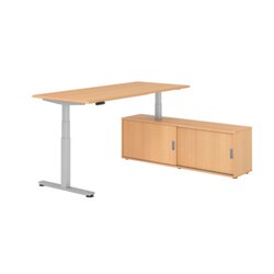 Hammerbacher Schreibtischkombination XDSM19 Farbe der Tischplatte buche Farbe des Korpus buche Farbe des Gestells silber