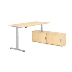 Hammerbacher Schreibtischkombination XDSM19 Farbe der Tischplatte ahorn Farbe des Korpus ahorn Farbe des Gestells silber