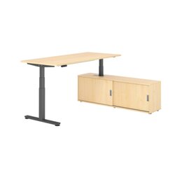 Hammerbacher Schreibtischkombination XDSM19 Farbe der Tischplatte ahorn Farbe des Korpus ahorn Farbe des Gestells graphit