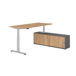 Hammerbacher Schreibtischkombination XDSM19 Farbe der Tischplatte asteiche Farbe des Korpus graphit Farbe des Gestells silber