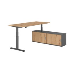 Hammerbacher Schreibtischkombination XDSM19 Farbe der Tischplatte asteiche Farbe des Korpus graphit Farbe des Gestells graphit