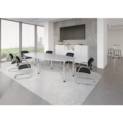 Hammerbacher Konferenztisch KT28C Stahl, verchromt grau