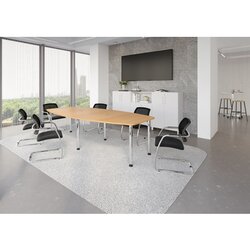 Hammerbacher Konferenztisch KT28C Stahl, verchromt buche