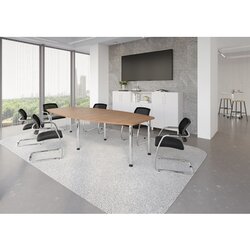 Hammerbacher Konferenztisch KT28C Stahl, verchromt nussbaum