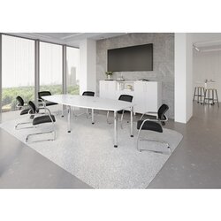Hammerbacher Konferenztisch KT28C Stahl, verchromt weiß