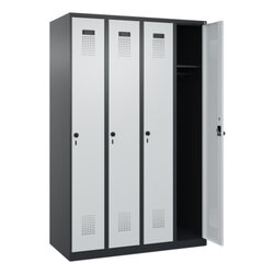 C+P Kleiderspind Evolo PLUS mit Sockel 4 Abteile schwarzgrau