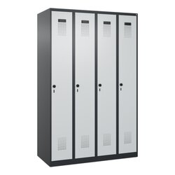 C+P Kleiderspind Evolo PLUS mit Sockel 4 Abteile schwarzgrau