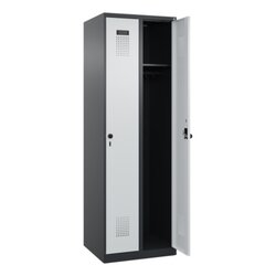 C+P Kleiderspind Evolo PLUS mit Sockel 2 Abteile schwarzgrau