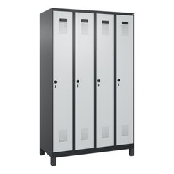 C+P Kleiderspind Evolo PLUS mit Standfuß 4 Abteile schwarzgrau