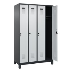 C+P Kleiderspind Evolo PLUS mit Standfuß 4 Abteile schwarzgrau