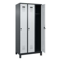C+P Kleiderspind Evolo PLUS mit Standfuß 3 Abteile schwarzgrau