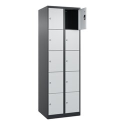 C+P Schließfachschrank Evolo PLUS mit Sockel 10 Fächer schwarzgrau