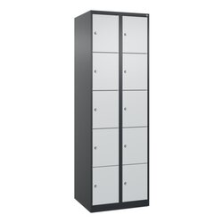 C+P Schließfachschrank Evolo PLUS mit Sockel 10 Fächer schwarzgrau