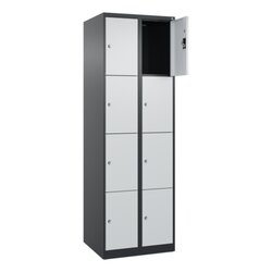 C+P Schließfachschrank Evolo PLUS mit Sockel 8 Fächer schwarzgrau