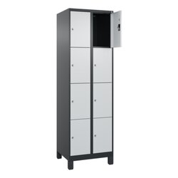 C+P Schließfachschrank Evolo PLUS mit Standfuß 8 Fächer schwarzgrau