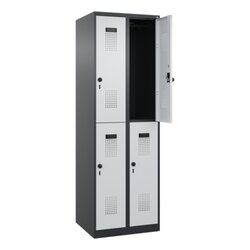 C+P Kleiderspind Evolo PLUS mit Sockel 600 x 1.850 x 500 mm (B x H x T) schwarzgrau