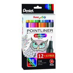Pentel S40-18 Pentel Fineliner sort 18St 