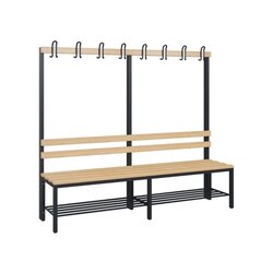 C+P Umkleidebank Solid Holz 2.000 x 1.716 x 412 mm (B x H x T) mit Schuhrost