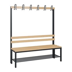 C+P Umkleidebank Solid Holz 1.500 x 1.716 x 412 mm (B x H x T) mit Schuhrost