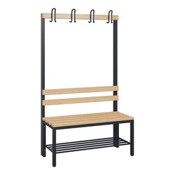 C+P Umkleidebank Solid Holz 1.000 x 1.716 x 412 mm (B x H x T) mit Schuhrost