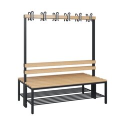 C+P Umkleidebank Solid Holz 1.500 x 1.716 x 770 mm (B x H x T) mit Schuhrost