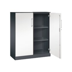C+P Flügeltürenschrank Asisto 1.000 x 1.310 x 435 mm (B x H x T) schwarzgrau