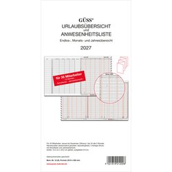 GÜSS® 12-22 Güss Urlaub/Anwesenheit 2027 16x30cm