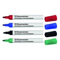 Soennecken 0022 Soennecken Marker Whiteboard Flipchart 1,5- 3mm sort 4St