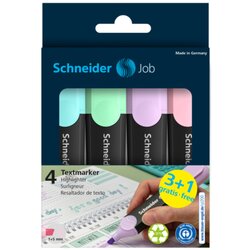 Schneider 115074 Schneider Textmarker Job 4er Etui pastel sort.