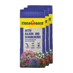 Floragard 134322 Floragard Blumenerde Aktiv Balkon & Geranien 3x18l