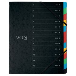 VON 30150095 VON Ordnungsmappe A4 12Fächer schwarz 5St