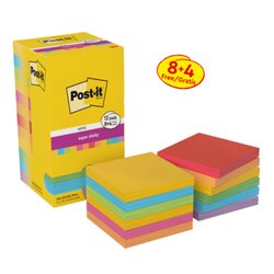 Post-it® 654-SSCAPL-P8+4 Post-it Haftnotiz Super Sticky 76x76mm sort 8x90Bl. +4Gratis