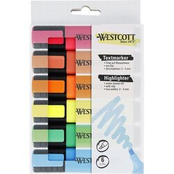 Westcott E-1744251 00 Westcott Textmarker Keilspitze 2-5mm sort. 6St